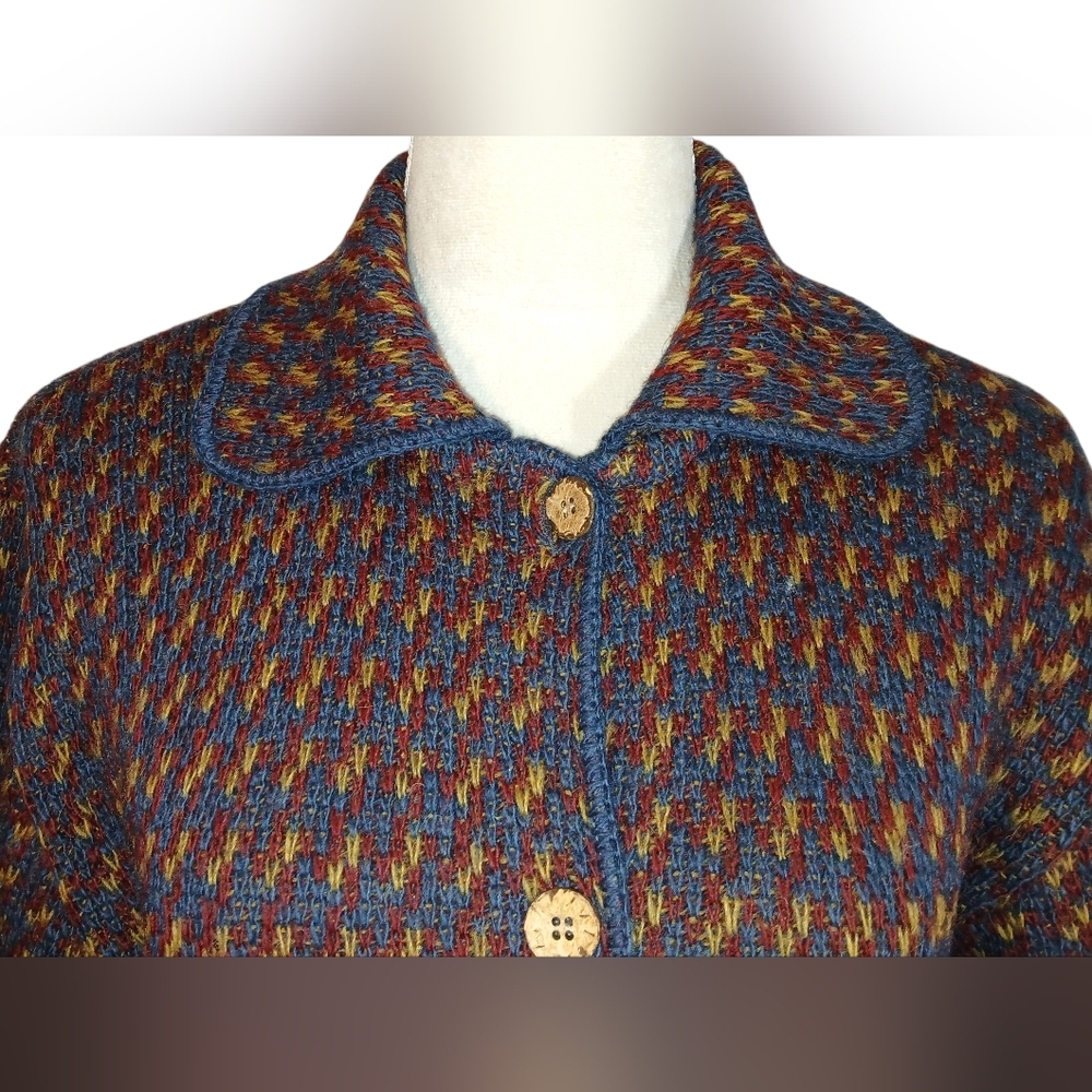 Islandic Wool Jacket Wooden Buttons Patch Pockets - Picture 6 of 9
